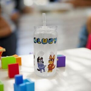 16 oz Bluey & Friends Rigid Plastic Tumbler with Acrylic Lid & Reusable Straw